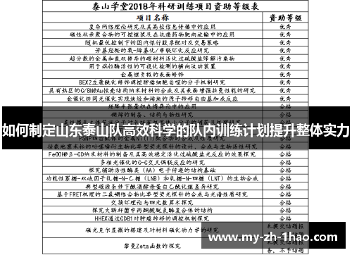 如何制定山东泰山队高效科学的队内训练计划提升整体实力